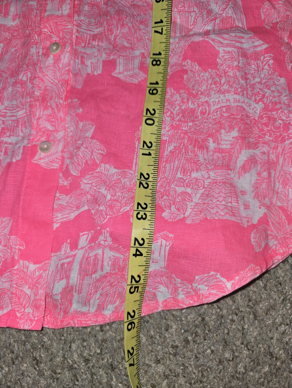 Lilly Pulitzer Destination Palm Beach 100% Linen Hot Pink Button Down Shirt M - Picture 9 of 9